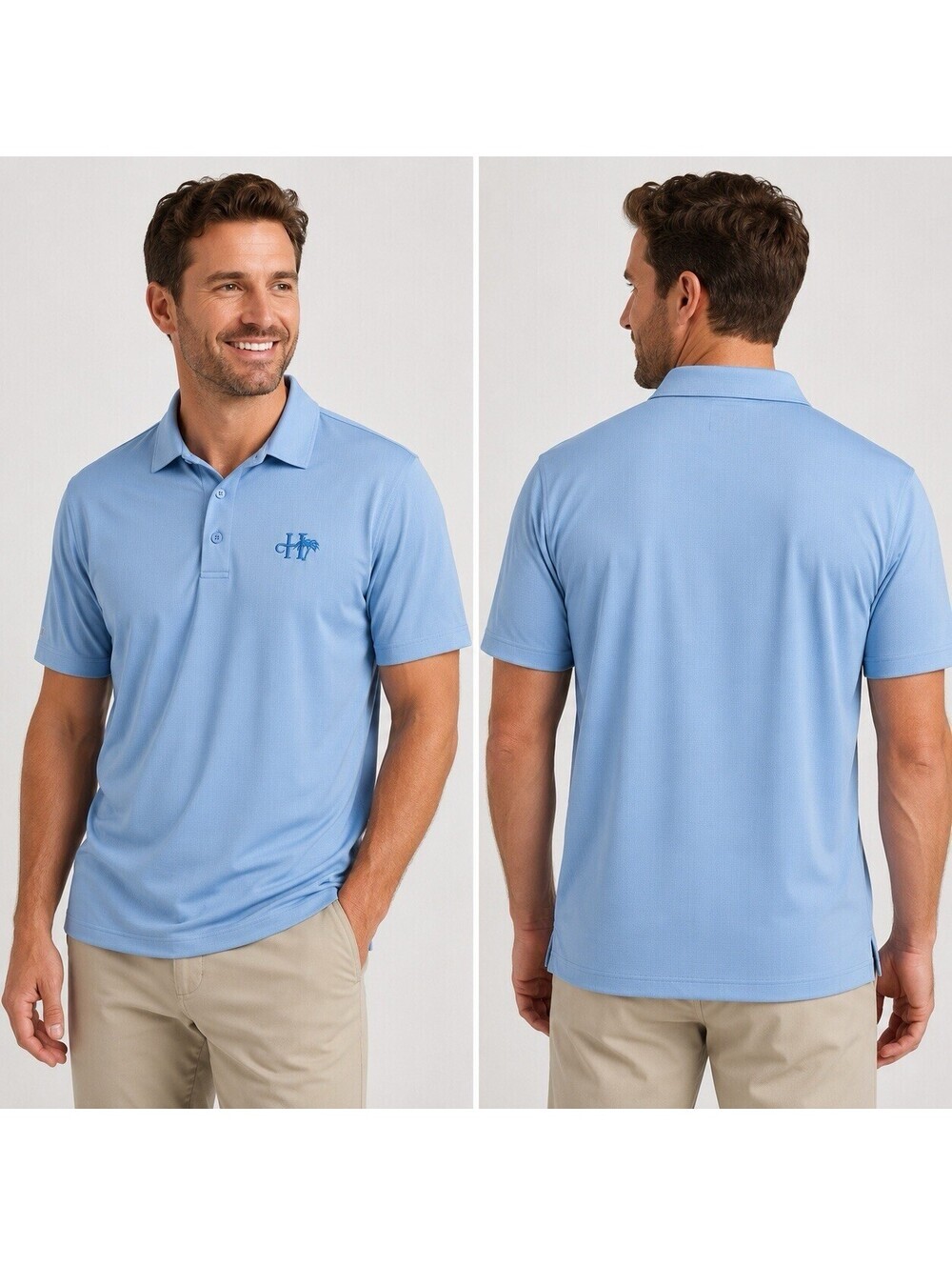 IBKÜL Blue Ripstop Performance Polo Shirt Men’s Medium Short Sleeve Golf Preppy